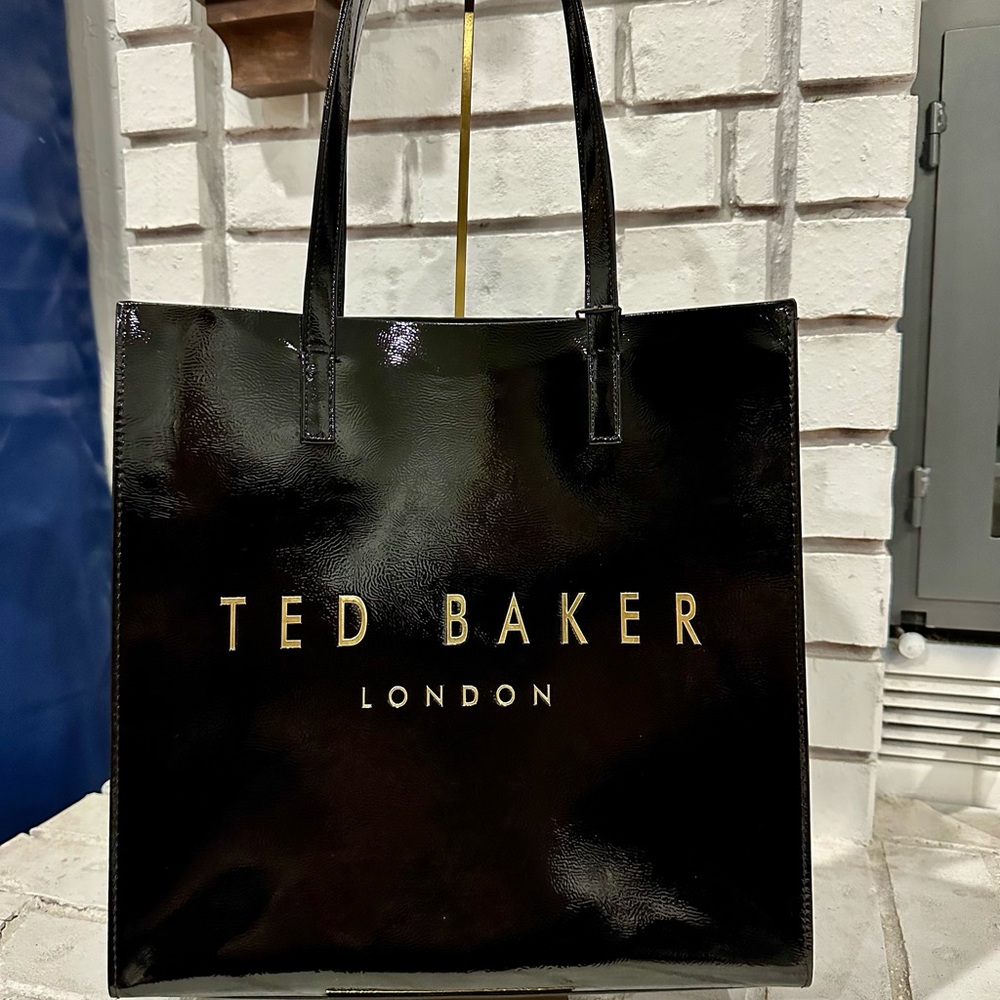 Ted Baker London Black Patent Tote Bag NWT